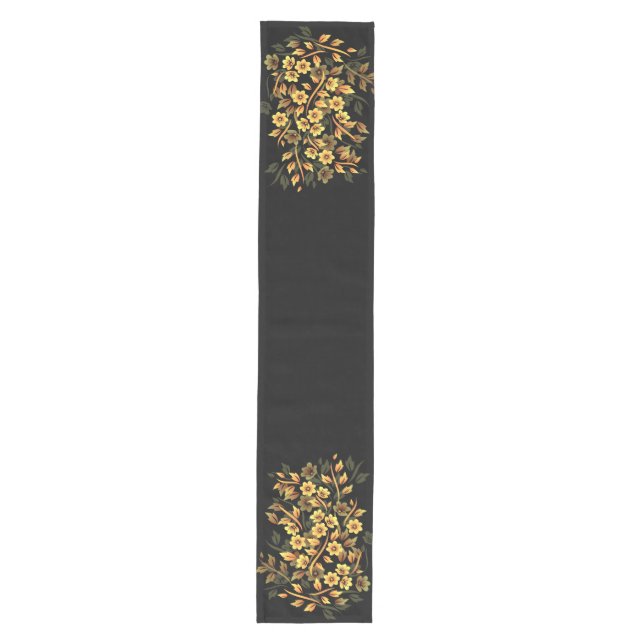 Chemin De Table Moyen Floral noir et or (Devant)