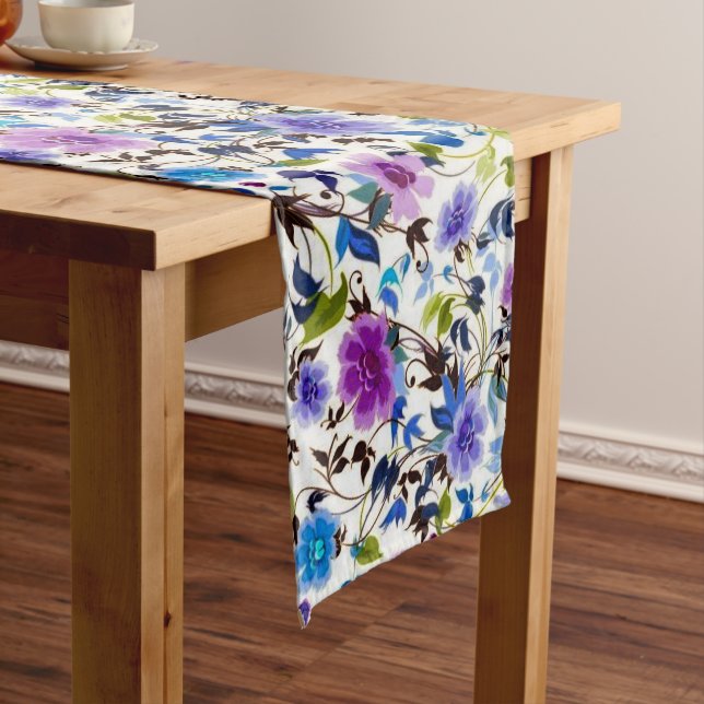 Chemin De Table Moyen Floral pourpre et bleu (In Situ)