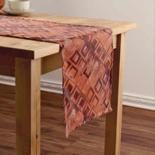 Chemin De Table Moyen Géométrique rouge et orange
