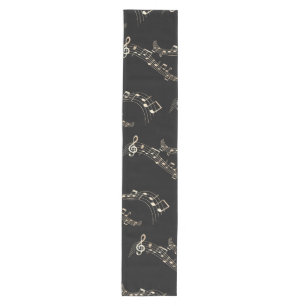 Chemin De Table Moyen Gold Music Notes sur Black