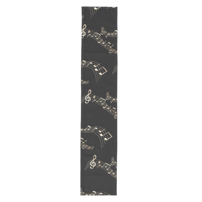 Chemin De Table Moyen Gold Music Notes sur Black (Devant)