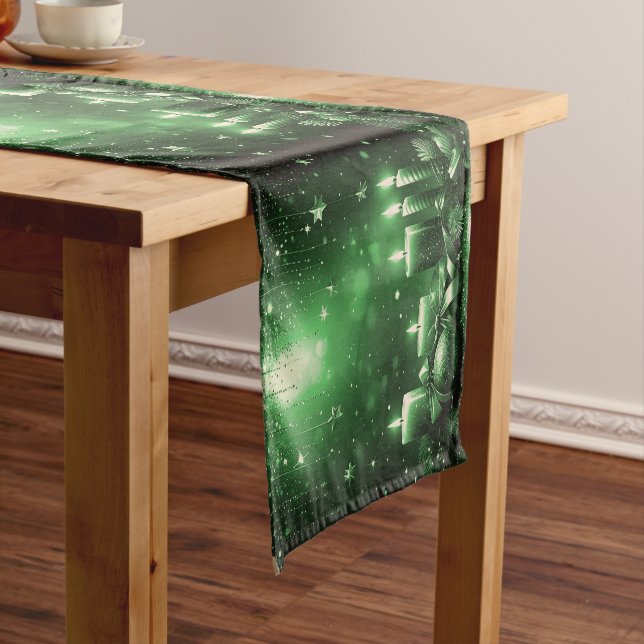 Chemin De Table Moyen Green Candles Christmas Holiday Table Runner (In Situ)