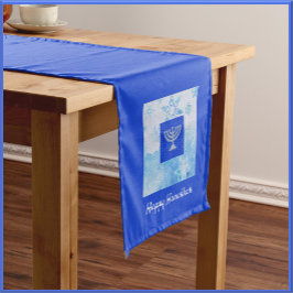Chemin De Table Moyen Hanoukka bleue Menorah