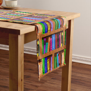 Chemin De Table Moyen Lecteurs colorés de motif d'étagère de