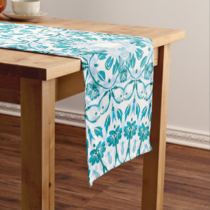 Chemin De Table Moyen Mandala Floral Bleu Turquoise