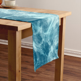Chemin De Table Moyen Marbre d'eau bleue