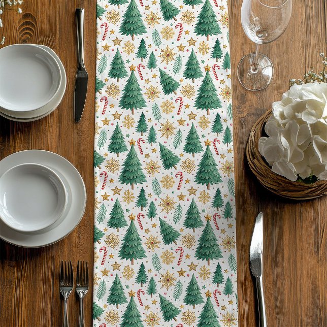 Chemin De Table Moyen Modern Christmas Trees Table Runner for Holidays (Modern Christmas Trees Table Runner for Holidays)