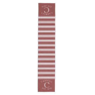 Chemin De Table Moyen Monogrammed Double Striped | Cranberry