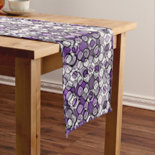Chemin De Table Moyen Motif abstrait de cercles violets, gris et noirs
