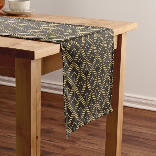 Chemin De Table Moyen Motif Arrow Noir Art Déco (In Situ)