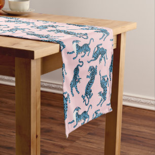 Chemin De Table Moyen Motif asiatique de tigre bleu