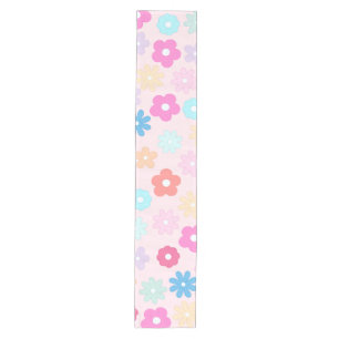 Chemin De Table Moyen Motif Boho Rose Daisy Flowers