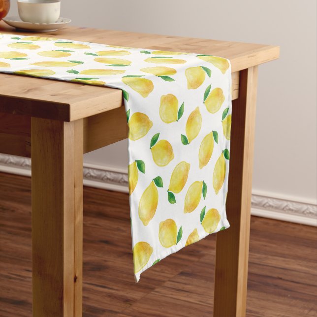 Chemin De Table Moyen Motif citron aquarelle (In Situ)