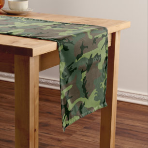 Chemin De Table Moyen Motif de brun de vert de Camo de camouflage