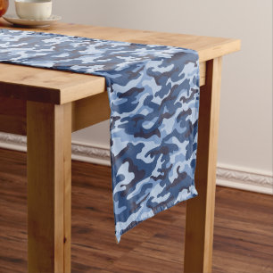 Chemin De Table Moyen Motif de camouflage bleu foncé