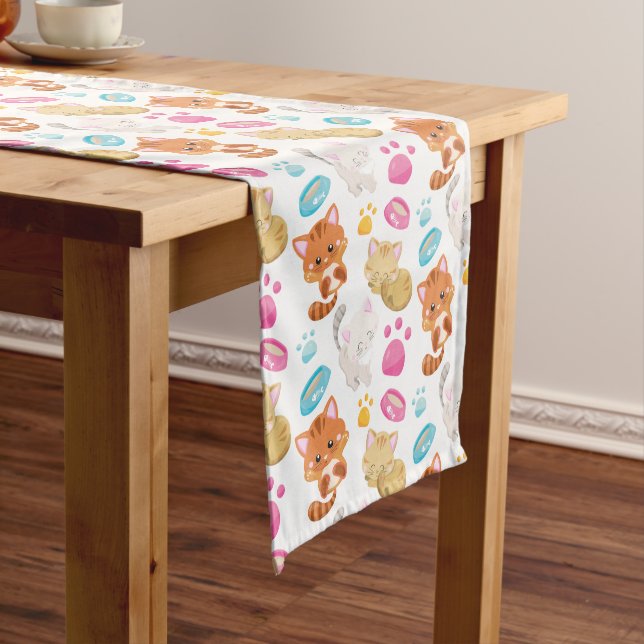 Chemin De Table Moyen Motif De Chats, Chats Mignons, Kitty, Chatons, Paw (In Situ)