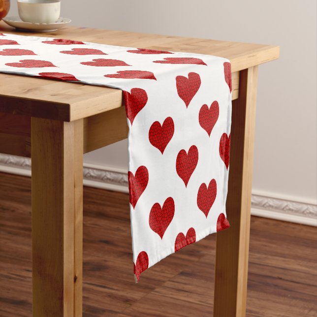 Chemin De Table Moyen Motif de coeur de mosaïque rouge (In Situ)
