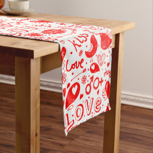 Chemin De Table Moyen Motif des symboles Red Valentines
