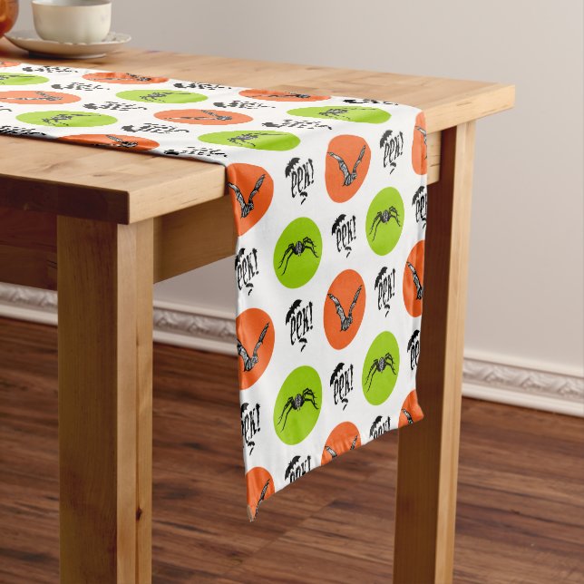 Chemin De Table Moyen Motif d'Halloween Eek Bats et araignées (In Situ)