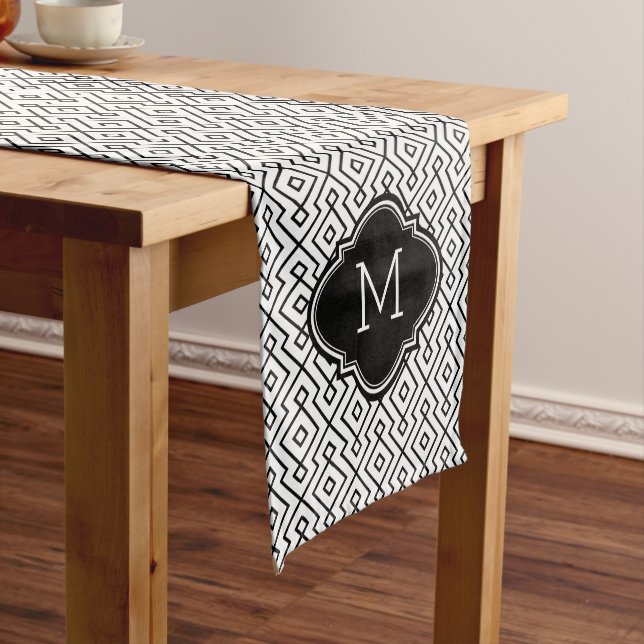 Chemin De Table Moyen Motif géométrique Abstrait noir et blanc (In Situ)