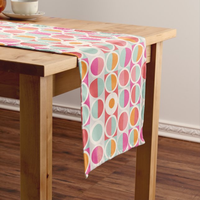 Chemin De Table Moyen Motif géométrique rose orange (In Situ)