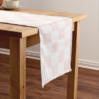 Chemin De Table Moyen Painted Pink and White Check Checkerboard Pattern