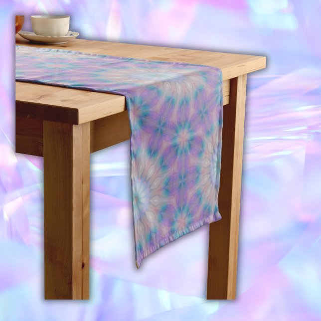Chemin De Table Moyen Pastel Mère de Perle Nom du Motif Monogramme | (Créateur téléchargé)