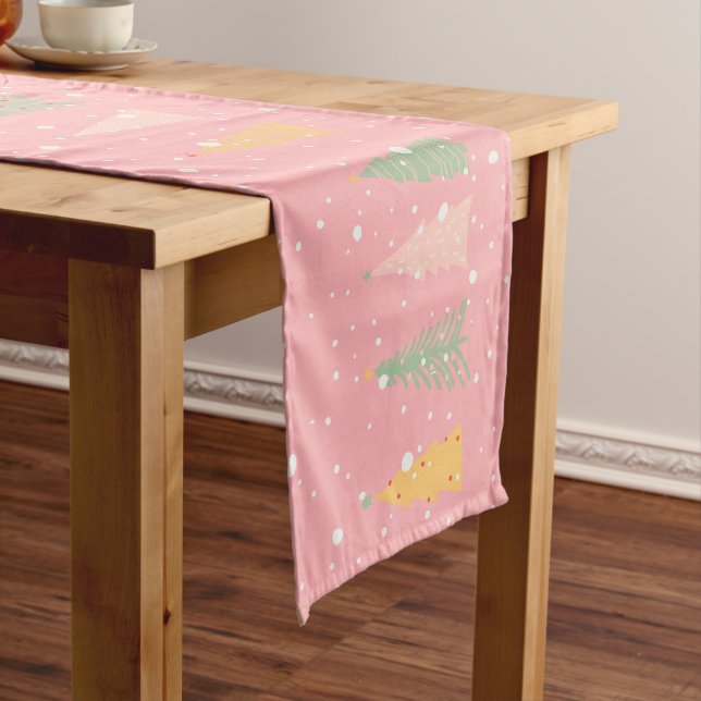 Chemin De Table Moyen Pastel Pink Christmas Tree Table Runner (In Situ)