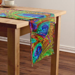 Chemin De Table Moyen Plumes de paon en verre d'art 1