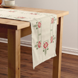 Chemin De Table Moyen Pochoir rose adoptif de frise de Hélène