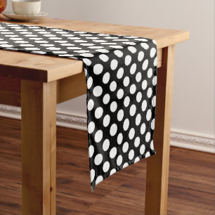 Chemin De Table Moyen Pois noirs et blancs, Motif Polka