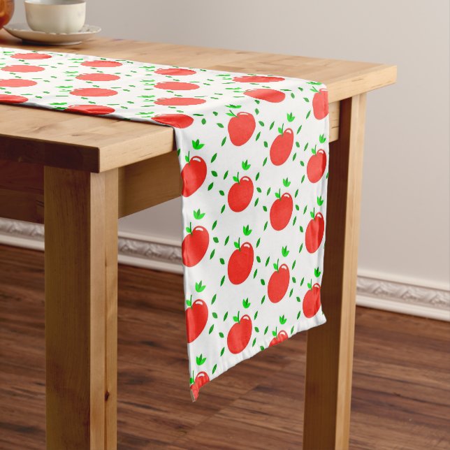 Chemin De Table Moyen Pommes rouges et Feuilles verts (In Situ)