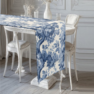 Chemin De Table Moyen Poudre Romantique Toile Bleue Française Floral Vin
