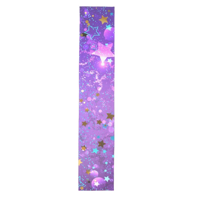 Chemin De Table Moyen Purple foil background with Stars (Devant)