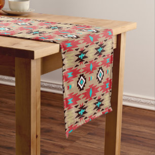 Chemin De Table Moyen Red Turquoise Native American Vision Motif