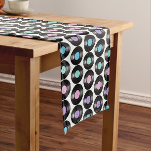 Chemin De Table Moyen Retro Vinyl Records Conception Motif colorée