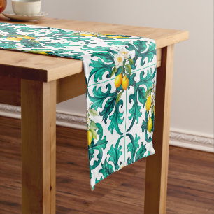 Chemin De Table Moyen sicilien, été, citron, mosaïque, vert,