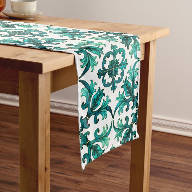 Chemin De Table Moyen Style italien, mosaïque, vert (In Situ)