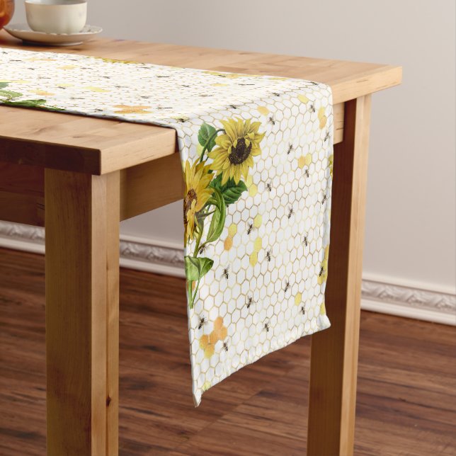 Chemin De Table Moyen Sunflower Bee Hive Honeycomb Golden Honey (In Situ)