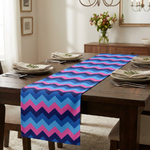 Chemin De Table Moyen Tapis de table moyen bleu rose chevron motif
