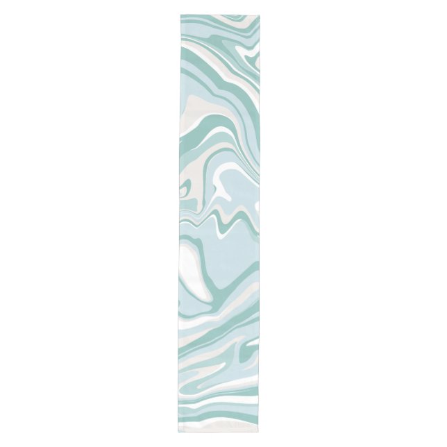 Chemin De Table Moyen Tendance Abstrait Mint Blue Turquoise Marble Swirl (Devant)