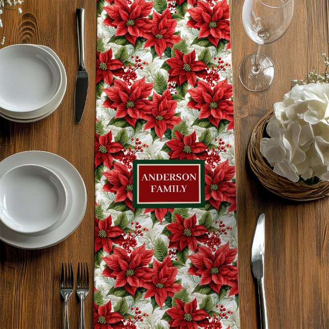 Chemin De Table Moyen Trendy Christmas Table Runner Custom Name Accent (Trendy Christmas Table Runner Custom Name Accent)