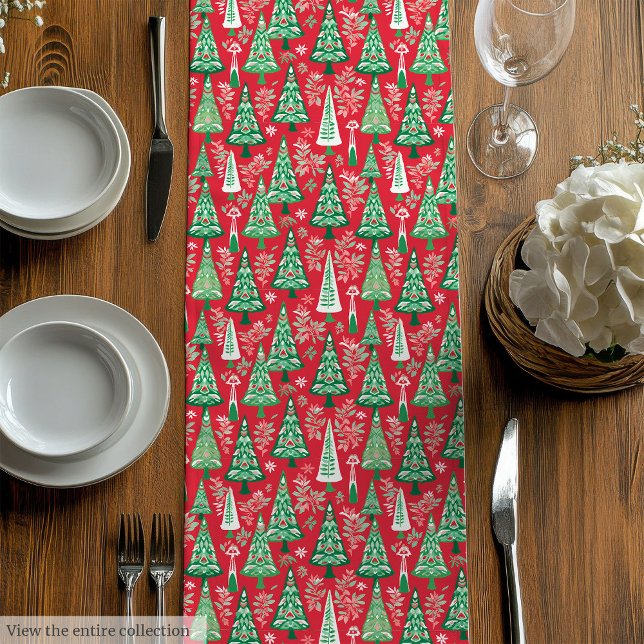 Chemin De Table Moyen Ultra modern pink red preppy Christmas runner (Ultra modern pink red preppy Christmas runner)