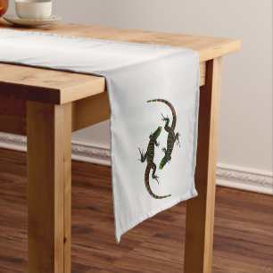 Chemin De Table Moyen Yin Yang Lizards Argent