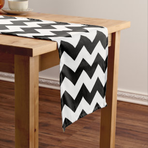 Chemin De Table Moyen Zigzag noir et blanc Chevron Motif