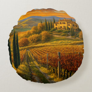 Chemin de vigne doré – Coussin rond