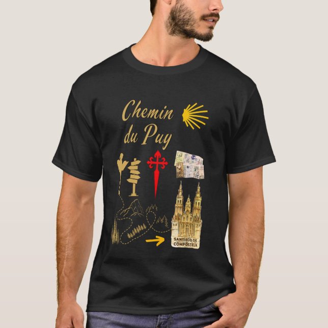 Chemin du Puy Santiago de Compostela Symbole Frau T-Shirt (Vorderseite)