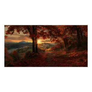 Chemin vignoble doré – Affiche de paysage du Piémo
