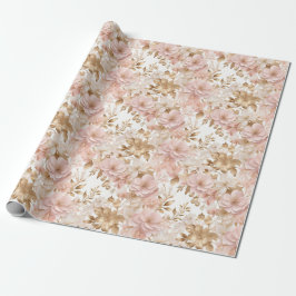 Cheminées Floral und Gold Weihnachten Geschenkpapier