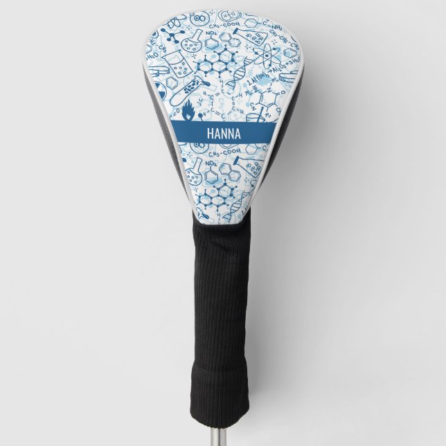 Chemische Bezeichnung Doodle Muster Personalisiert Golf Headcover (Vorderseite)